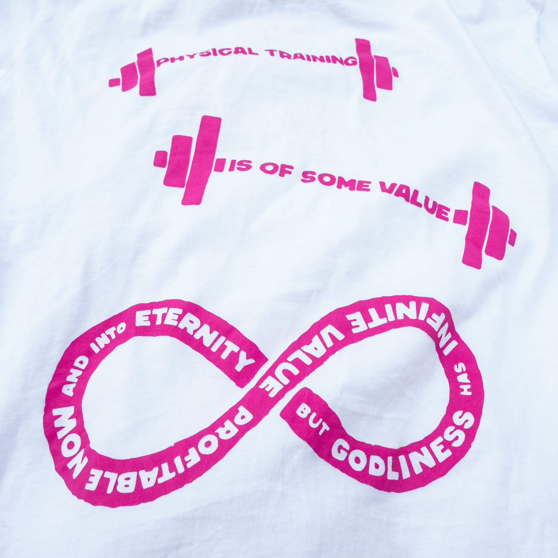 ETERNAL VALUE on Lightweight White T-Shirt