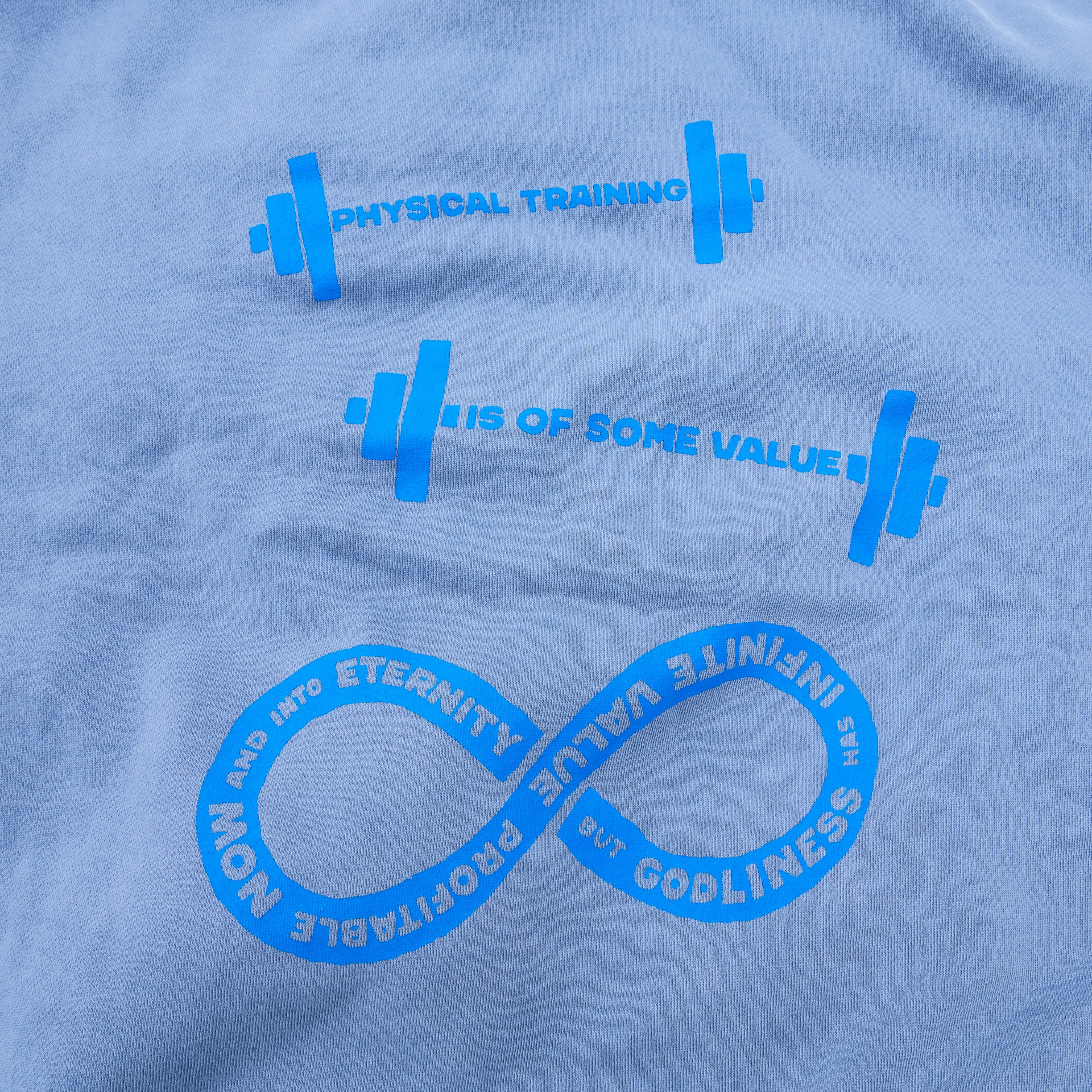 ETERNAL VALUE on Faded Blue Crew