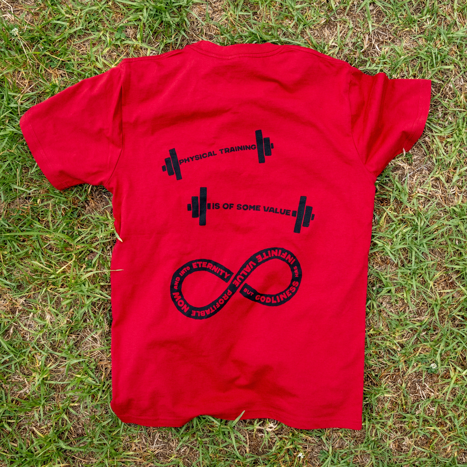 ETERNAL VALUE on Dark Red T-Shirt