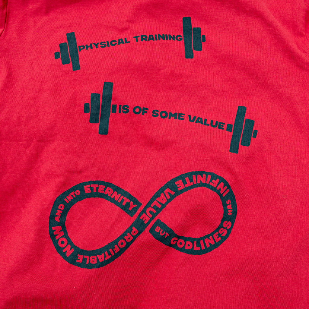 ETERNAL VALUE on Dark Red T-Shirt