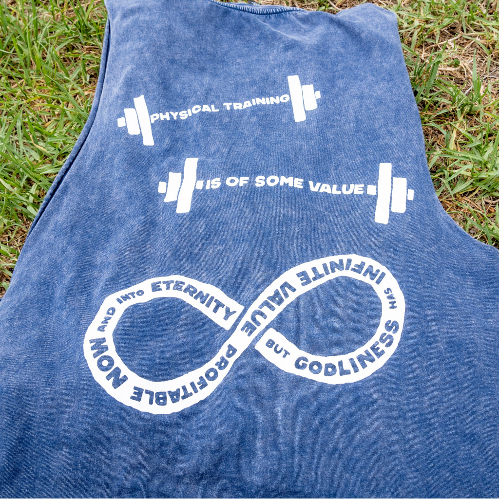ETERNAL VALUE on Stone Washed Blue Tank