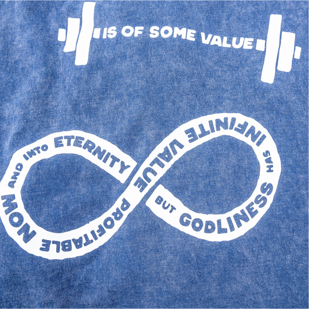 ETERNAL VALUE on Stone Washed Blue Tank